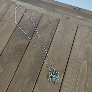 Goth Punk Silver Spider Necklace